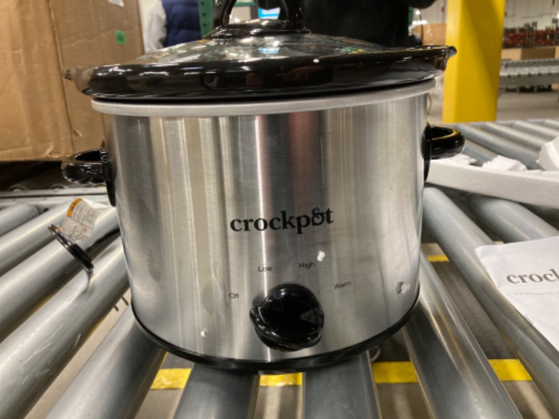 Photo 1 of Crock-Pot 3-Quart Round Manual Slow Cooker, Stainless Steel and Black - SCR300-SS Stainless Silver 3 QT Cooker