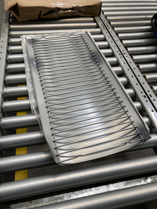 Photo 2 of 27 Inch Aluminized Steel Ash Pan with 2 pc Fire Grate Hanger, Replacement for Chargriller Charcoal 1224, 1324, 2121, 2222, 2727, 2828, 2929, Charbroil 17302056 Grill 27" × 13-1/4"