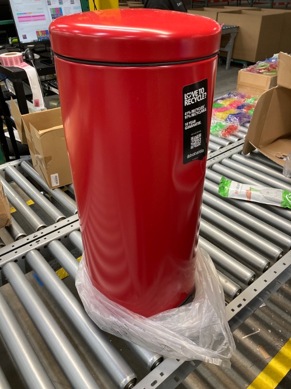 Photo 2 of Brabantia New Icon Step On Soft Closing Kitchen Garbage/Trash Can, 8 Gal, Passion Red Passion Red 8 Gal