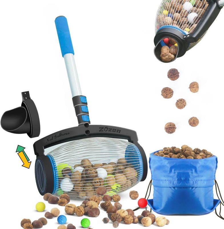 Photo 1 of Zozen Nut Gatherer, 2 Dumping Method | Walnut Picker Upper Roller, Pine Cone Picker Upper - Apply to Pinecone, Hickory, Chestnuts, Buckeyes, Golf, Crab Apple Objects Size 1'' to 2.5''; 1.5 Gallon
