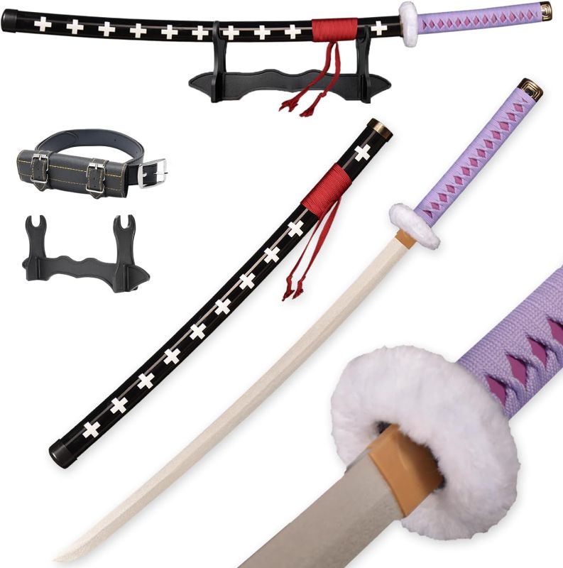 Photo 1 of Forgemith Bamboo Anime Cosplay Swords?Roronoa Zoro/Kitetsu/Yama Enma/Trafalgar Law/Kozuki Oden/Edward Newgate,About 40.75/59 Inches,Anime Original Texture,for Role-Playing,Stage Performance and Gift
