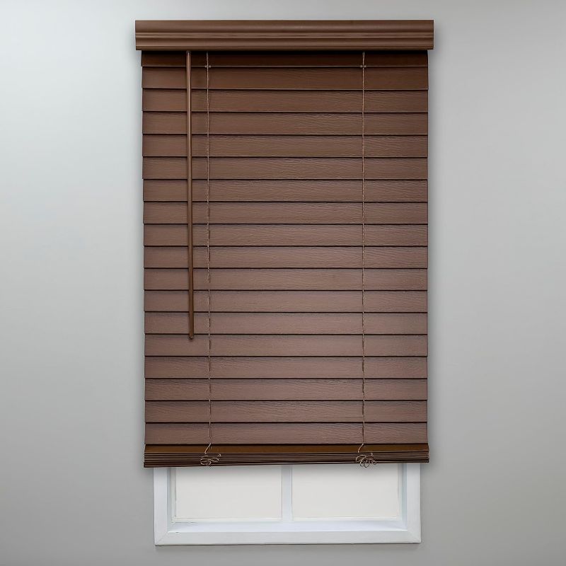 Photo 1 of ARLO BLINDS Faux Wood Blinds with Crown Valance - 23" W x 72" H, White Cordless 2 Inch Horizontal Blinds - for Bedroom, Bathroom, Living Room,...
