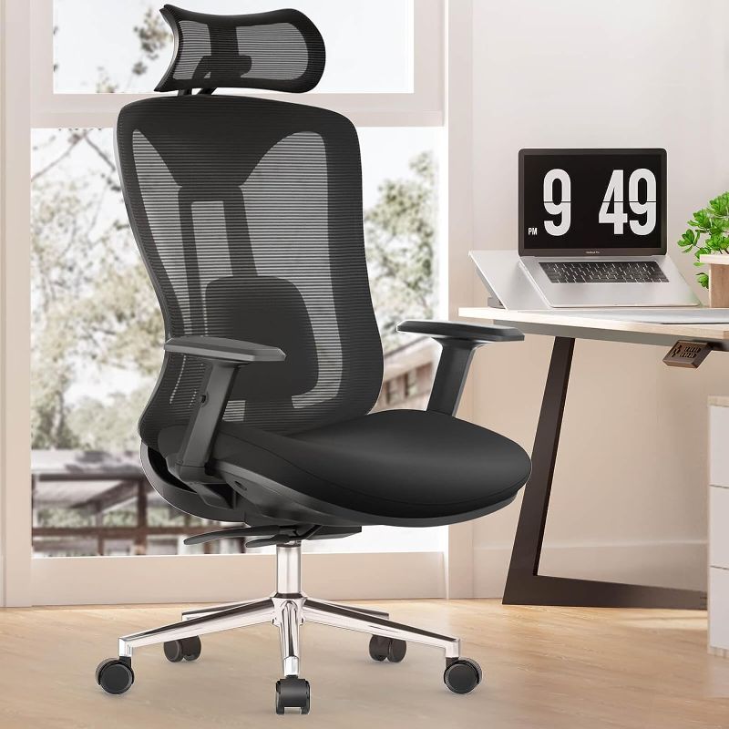 Photo 1 of Office Chair, Ergonomic Desk Chair with Seat Slider, 4D Pillow Lumbar Support Height & Depth Adjustment, Tilt Lock, Adjustable Headrest & Armrest, Curved Cushion Computer Chair Home Office Desk Chairs
