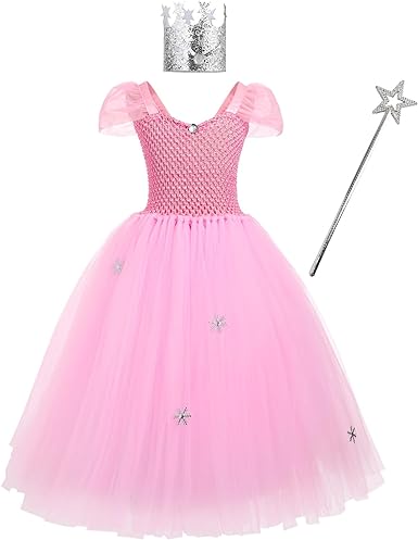 Photo 1 of IDOPIP Princess Peach Costume for Girls Kids Halloween Birthday Party Dress up Cosplay Outfit with Accessories Crown Wand
