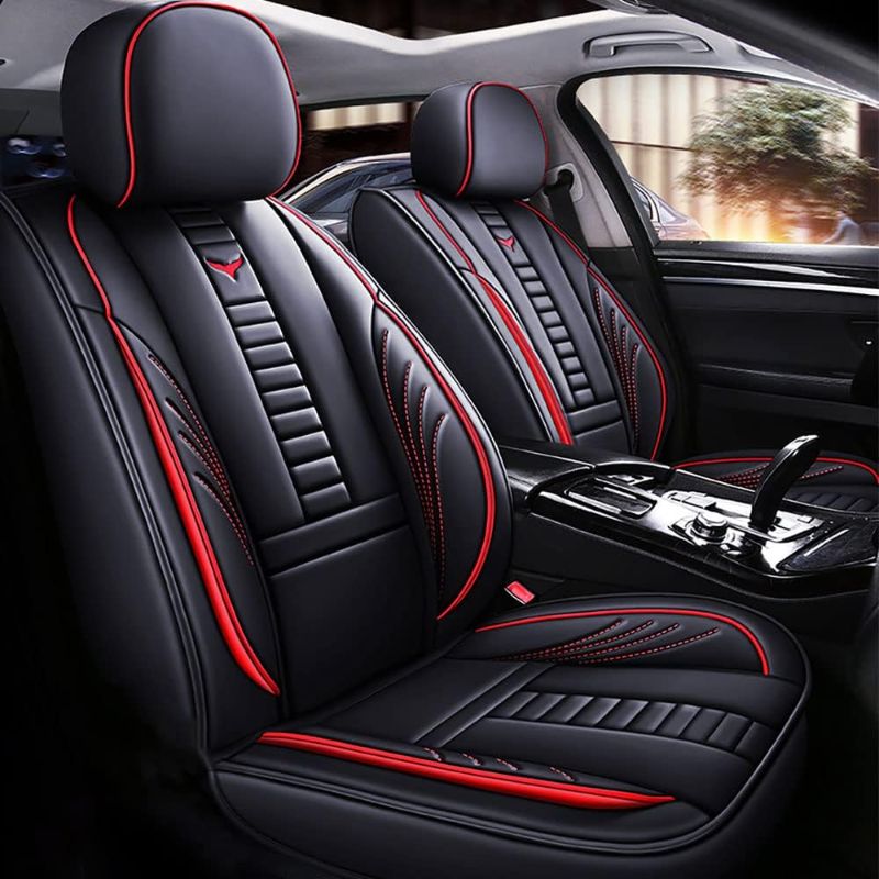 Photo 1 of Auto Front Seat Covers fir for Nissan , 3D Front Split Bench Protection Compatible with Side Airbag Black & Red Line ,back pillows 
