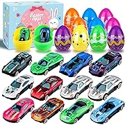 Photo 3 of 12pcs Kids Easter Gifts Race Car Vehicle Toys,Prefilled Plastic Easter Eggs Gifts for Boys, Easter Eggs with Toys Inside Car Easter Toys for Kids