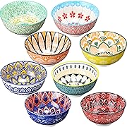 Photo 3 of 8 Pcs Colorful Ceramic Bowl Set 10 Oz Soup Cereal Bowls 4.75'' Porcelain Kitchen Serving Bowls for Ramen Rice Dessert Snack Salad Ice Cream Pasta Oatmeal Microwave and Dishwasher Safe