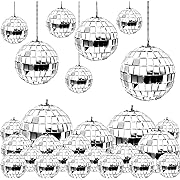 Photo 3 of 24 Pcs Mirror Disco Ball Hanging, Silver Glass Decor, Disco Party Decorations Ornament for Holiday Party Decor with Rope (2.4 Inch, 2 Inch, 1.6 Inch, 1.2 Inch)