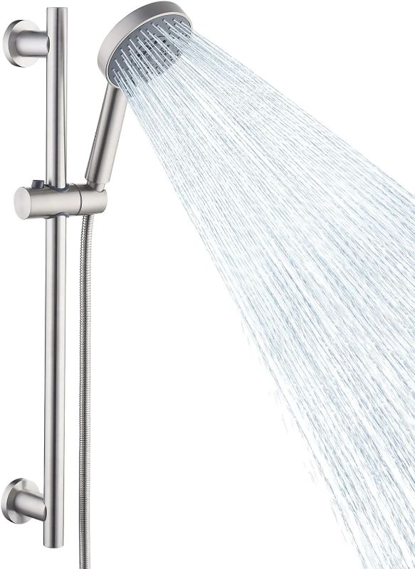 Photo 1 of 
KES Shower Slide Bar Handheld Shower Head with Hose, 5-Function Hand Shower with Wall Mount Slide Bar Set Brushed Finish, F204-BS+KP501B-BN