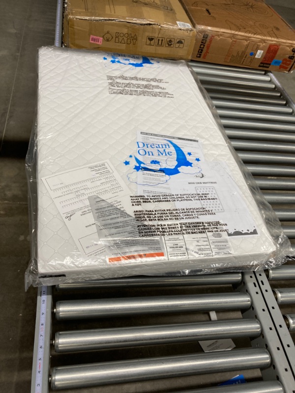 Photo 1 of Dream On Me Sunset 3” Extra Firm Fiber Crib Mattress, Greenguard Gold Certified, Fits Mini and Portable Cribs & American Baby Company Waterproof Fitted Porta/Mini Crib Protective Mattress Pad Cover