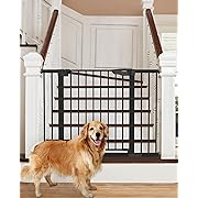 Photo 3 of Cumbor 29.7-46" Baby Gate for Stairs, Mom's Choice Awards Winner-Auto Close Dog Gate for the House, Easy Install Pressure Mounted Pet Gates for Doorways, Easy Walk Thru Wide Safety Gate for Dog, Black