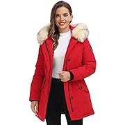 Photo 1 of PUREMSX Women's Puffer Jacket Duck Down Insulated Long Thick Winter Fur Hood Warm Parka Coat  mediun 