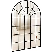 Photo 3 of Arched Window Mirror, 32"×48" Metal Framed Large Wall Mirror Windowpane for Wall Decor, Entryway, Living Room, Black