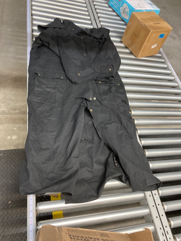 Photo 1 of Long Black Mens Oil Cloth Oilskin Western Australian Waterproof Duster Coat Jacket Heavy Duty Warm Tough 3 xl