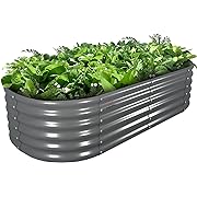 Photo 1 of A ANLEOLIFE 6X2X1.5 ft Galvanized Raised Garden Beds Outdoor, Oval Round Metal Planter Box for Planting Vegetables Flowers Herb, Anti-Rust & Easy-Setup, Quartz Grey