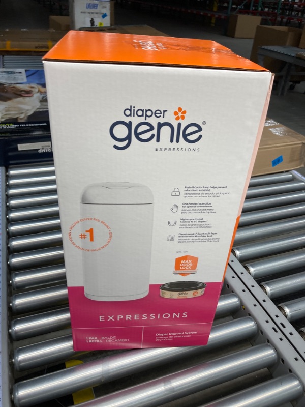 Photo 4 of Diaper Genie Expressions Pail | Odor-Controlling Baby Diaper Disposal System | Includes Diaper Pail and 1 Starter Refill Bag