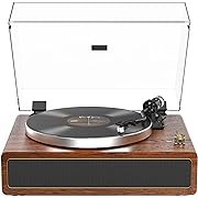 Photo 1 of Turntable Record Player with Built-in Speakers, Vinyl Record Player Support Bluetooth Playback Auto Stop 33&45 RPM Speed RCA Line Out AUX in All-in-one Belt-Drive Turntable for Vinyl Records