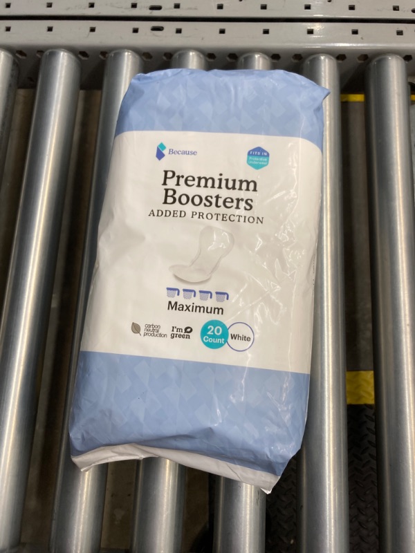 Photo 2 of Because Premium Incontinence Boosters - Add Extra Absorbency to Adult Diapers - Super Absorbent, Soft, Contoured Fit - Unisex - 20 Boosters 20 Count (Pack of 1)