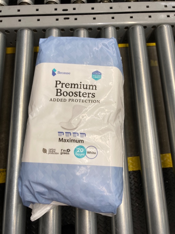 Photo 1 of Because Premium Incontinence Boosters - Add Extra Absorbency to Adult Diapers - Super Absorbent, Soft, Contoured Fit - Unisex - 20 Boosters 20 Count (Pack of 1)
