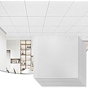 Photo 1 of Art3d 12-Pack Stucco Texture Drop Ceiling Tiles 2x2 FT - Fire-Rated, Waterproof, Reusable - Premium PVC 24x24 Inch Ceiling Panels for Living Room Kitchen Bathroom Basement Office, White