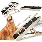 Photo 1 of SUPLAERKA 2-in-1 Dog Ramp with 4 Remoable Guardrails, 15"- 24" Height Adjustable Dog Ramp up to 200lbs Dog Stairs Anti-Slip Mat Doggie Ramps for Small,Medium,Large,Sick Dog&Cat Car Ramp for Dogs 15"-28"