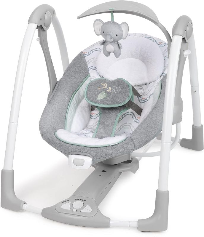 Photo 1 of Ingenuity ConvertMe 2-in-1 Compact Portable Automatic Baby Swing & Infant Seat, Battery-Saving Vibrations, Nature Sounds, 0-9 Months 6-20 lbs (Swell)
