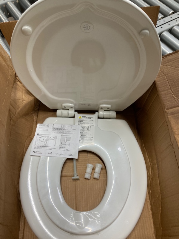 Photo 2 of Round Toilet Seat with Toddler Seat Built in, Slow Close, Easy Clean, Never Loosen, Plastic, White(16.5”) White Round