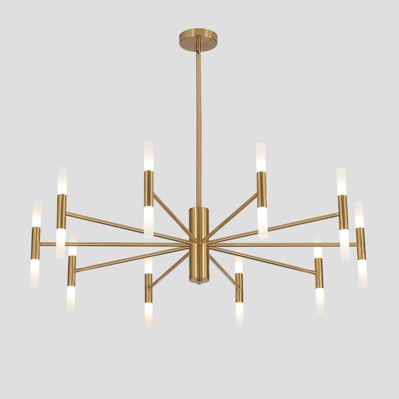 Photo 1 of 
KCO Lighting Modern Gold Brass LED Sputnik Chandelier 20-Light Luxury Round Pendant Lighting Fixture with White Acrylic Lampshade for Dining Room Living