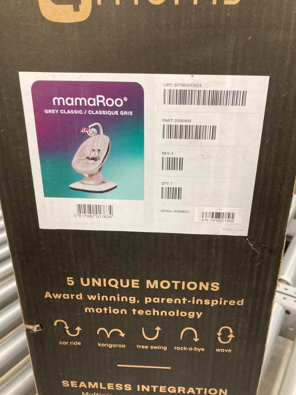 Photo 4 of 4moms MamaRoo Multi-Motion Baby Swing, Bluetooth Baby Swing with 5 Unique Motions, Grey