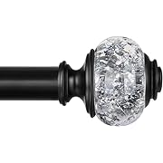 Photo 1 of 1 Inch Curtain Rods 72 to 144 Inches(6-12 ft) Telescoping Single Drapery Rod, Black Curtain Rods for Windows 69 to 140 Inches, Translucent Finials