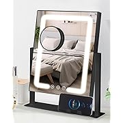 Photo 2 of ALHAKIN Makeup Mirror with Lights, Lighted Hollywood Vanity Makeup Mirror, Smart Touch Dimmable 3 Color Modes, Detachable 10X Magnification Mirror (Black, 12Inch)