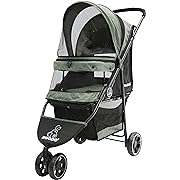 Photo 1 of ROODO Dog Stroller 3Wheel Pet Stroller Cat Stroller Lightweight Foldable Portable Compact Jogger Pet Gear Puppy Travel Pet Stroller Suitable for 30LB Small Dogs and Cats(Gray)