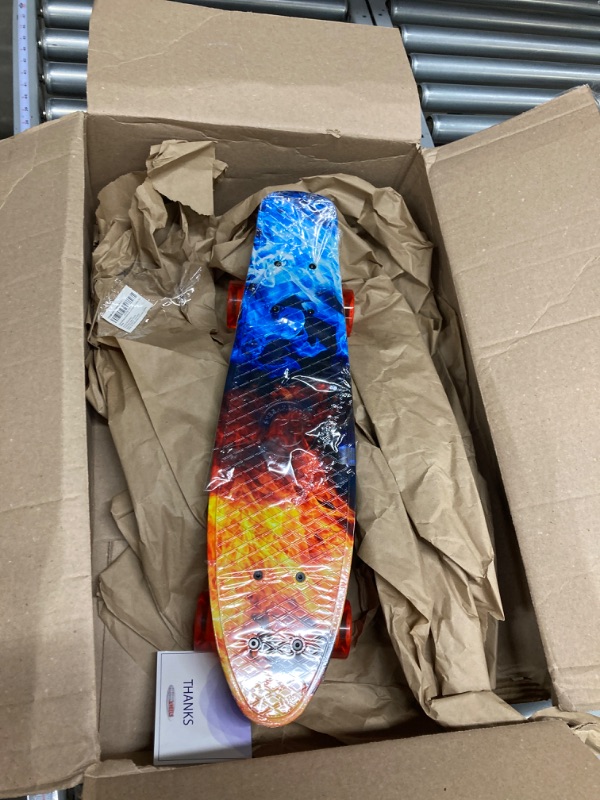 Photo 2 of ChromeWheels Skateboards 22 inch Complete Skateboard Deck Mini Cruiser for Kids Boys Girls Youths Beginners Fire