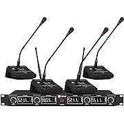 Photo 1 of UHF 4 Channels Professional Gooseneck Microphone System Conference Mics Adjustable Frequency Super-Low Background Noise Designed for Large conferences, Public Speaking engagements…