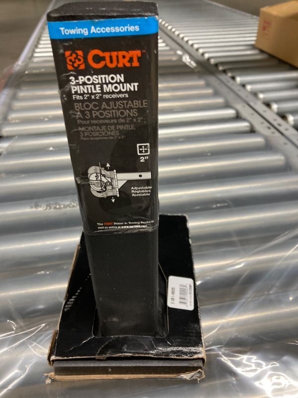 Photo 2 of CURT 48328 Adjustable Pintle Mount for 2-Inch Hitch Receiver, 15,000 lbs, 6-1/2-Inch Drop, 6-Inch Length, Carbide Black Powder Coat