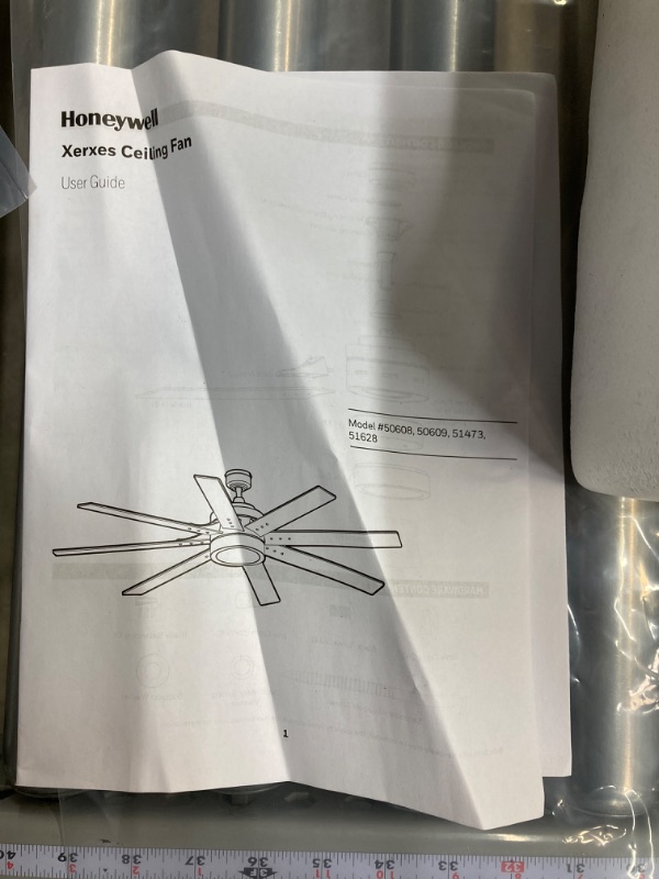 Photo 10 of Honeywell Ceiling Fans Xerxes, 62 Inch Contemporary LED Ceiling Fan with Light and Remote Control, 8 Blades with Dual Finish, Reversible Motor - 51628-01...