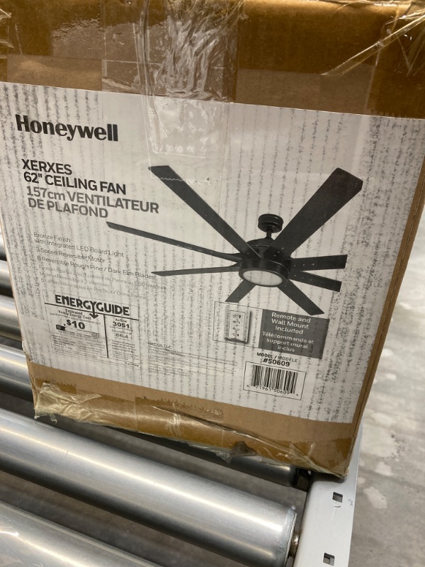 Photo 11 of Honeywell Ceiling Fans Xerxes, 62 Inch Contemporary LED Ceiling Fan with Light and Remote Control, 8 Blades with Dual Finish, Reversible Motor - 51628-01...