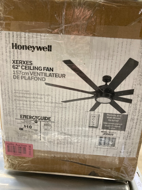 Photo 12 of Honeywell Ceiling Fans Xerxes, 62 Inch Contemporary LED Ceiling Fan with Light and Remote Control, 8 Blades with Dual Finish, Reversible Motor - 51628-01...