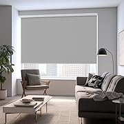 Photo 1 of 100% Blackout Roller Window Shades, Window Blinds with Thermal Insulated Waterproof Fabric, Corded Roll Pull Down Shades for Home and Office (Grey/White - Width 25", Max Drop Height 79")