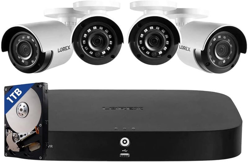 Photo 1 of 
Lorex HD Security Camera System w/ 1TB DVR – 8 Channel Home Security System w/ 4 Analog Metal Bullet Cameras – Smart Motion Detection, Long Range IR Night...
