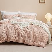 Photo 4 of Bedsure Queen Comforter Set - Coral Pink Comforter, Boho Tufted Shabby Chic Bedding Comforter Set, 3 Pieces Vintage Farmhouse Bed Set for All Seasons, Fluffy Soft Bedding Set with 2 Pillow Shams