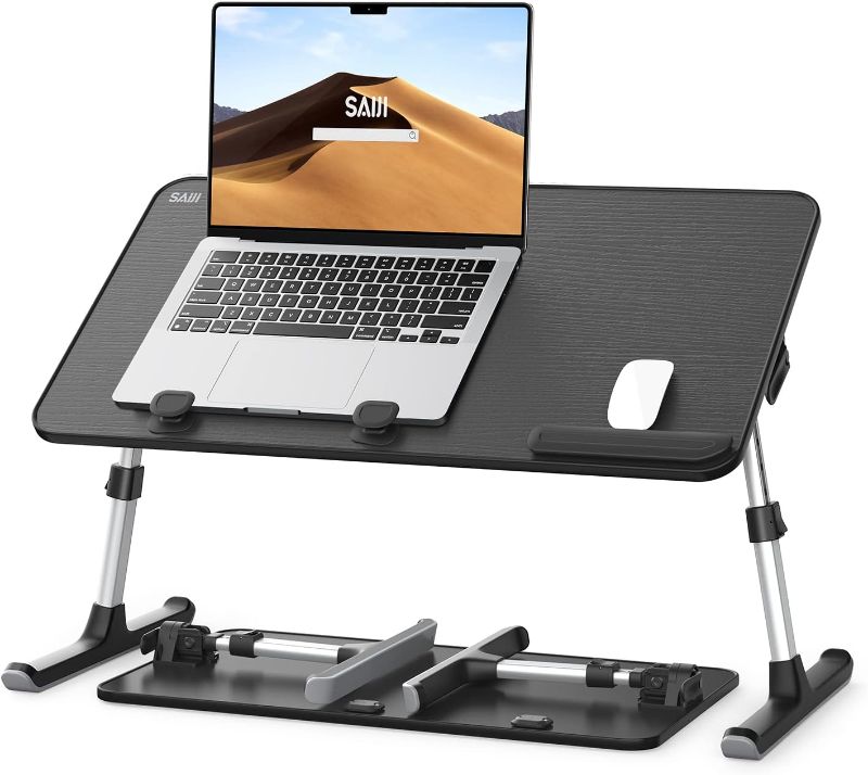 Photo 1 of Laptop Desk for Bed, SAIJI Lap Desks Bed Trays for Eating Writing, Adjustable Computer Laptop Stand, Foldable Lap Table in Sofa and Couch (23.6 x 13,Black)