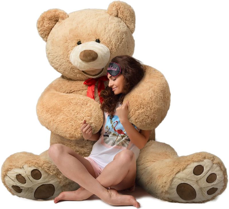 Photo 1 of HollyHOME Teddy Bear Plush Giant Teddy Bears Stuffed Animals Teddy Bear Love Big Footprints 5 Feet Brown
