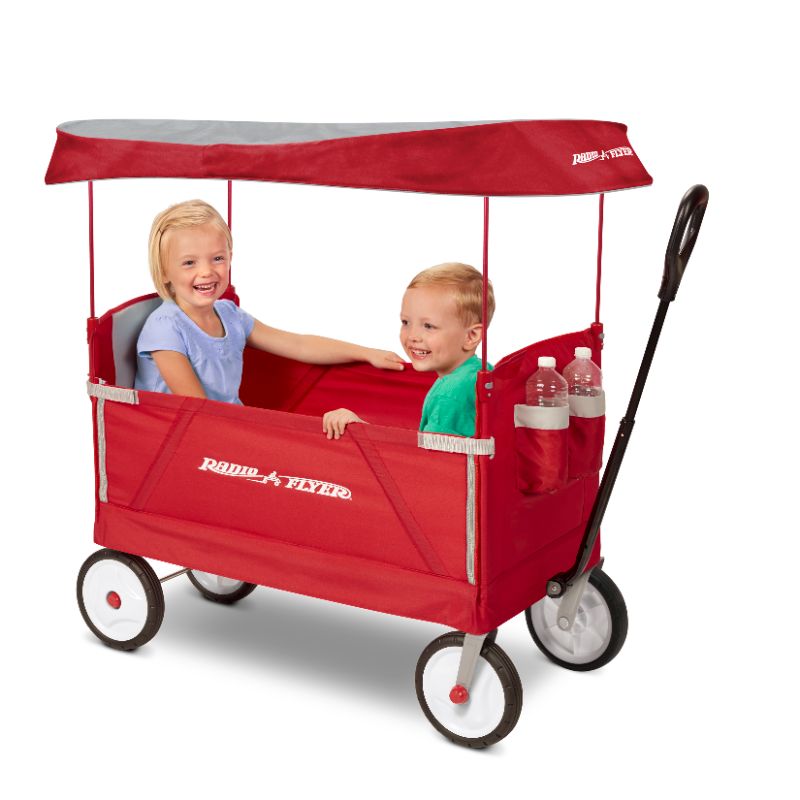 Photo 1 of Radio Flyer 3-in-1 EZ Fold Wagon with Canopy and Backyard Bouncer JR Wagon + Bouncer