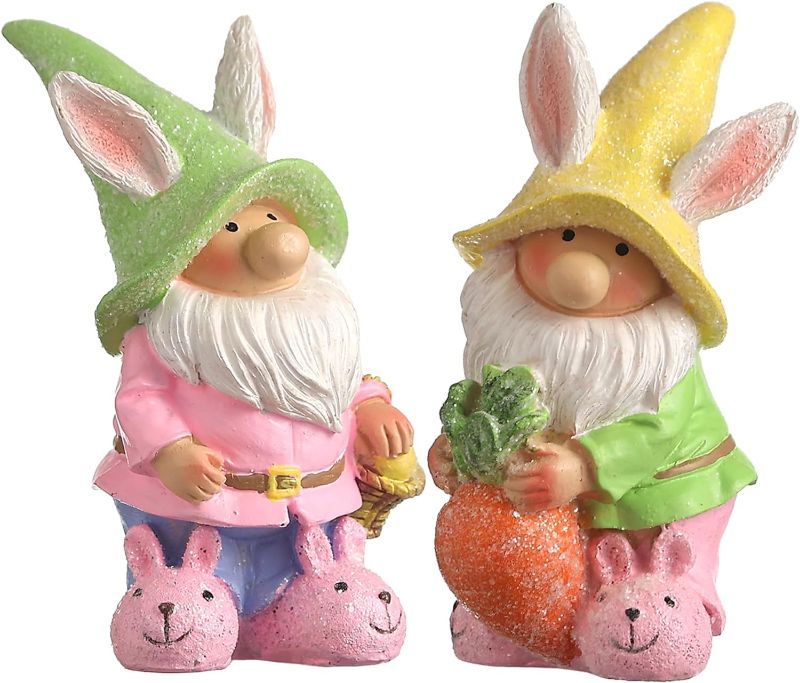 Photo 1 of 2PCS Easter Gnomes with Bunny Ears, Pink Easter Decor for Home,Easter Gnoes 