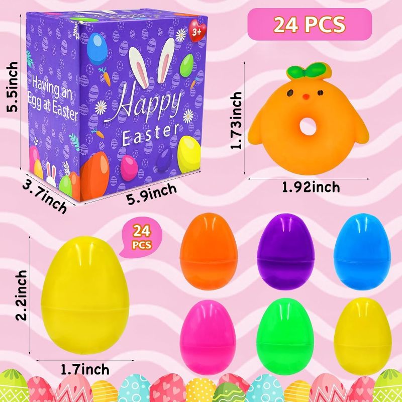 Photo 1 of 24 Packs Easter Eggs Filled with Mochi Squishy Toy ,Easter Squishies Toys Kawaii Stress Reliever for Kids Animal Squihsy for Easter Egg Hunt Filling Treats Easter Basket Stuffers Easter Party Favor