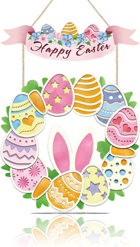 Photo 1 of HDITB Easter Decoration Wooden Hanging Sign, Colorful Happy Easter Hanging Sign with Easter Eggs Bunny Carrots, Garland Shaped Easter Eggs Door Hanger for...
Color:Happy Easter