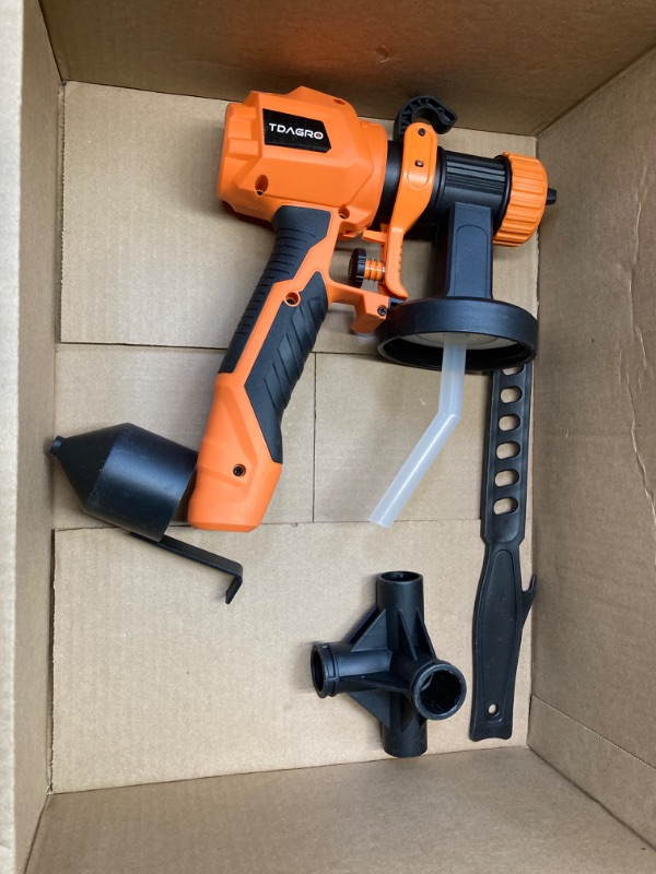 Photo 2 of ***MISSING ITEMS*** TDAGRO Paint Sprayer 1200ML Container/4 Nozzles/3 Patterns, HVLP Electric Spray Paint Gun, Easy to Clean, Paint Sprayers for Home Interior and Exterior/Fence/Cabinets/Furniture/Walls/Ceiling