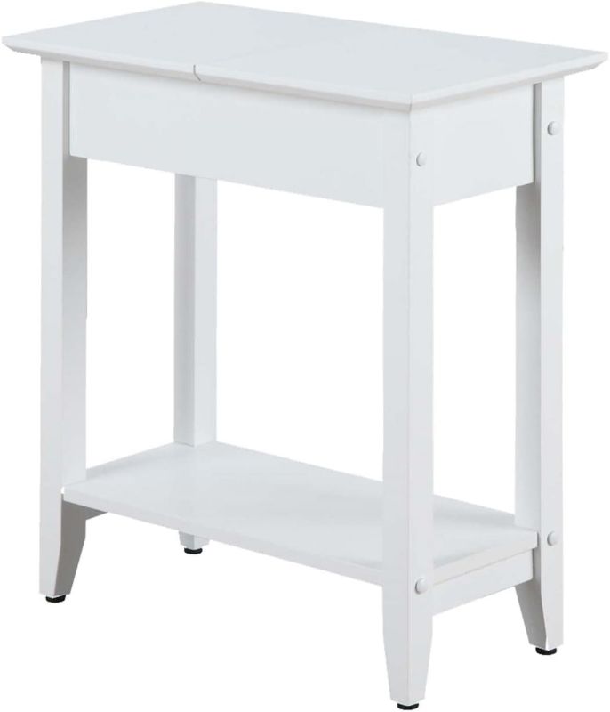 Photo 1 of Convenience Concepts American Heritage Flip Top End Table with Shelf, White