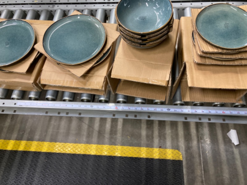 Photo 2 of AmorArc Ceramic Dinnerware Sets,Handmade Reactive Glaze Plates and Bowls Set,Highly Chip and Crack Resistant | Dishwasher & Microwave Safe,Service for 4 (12pc) Blue-Service for 4